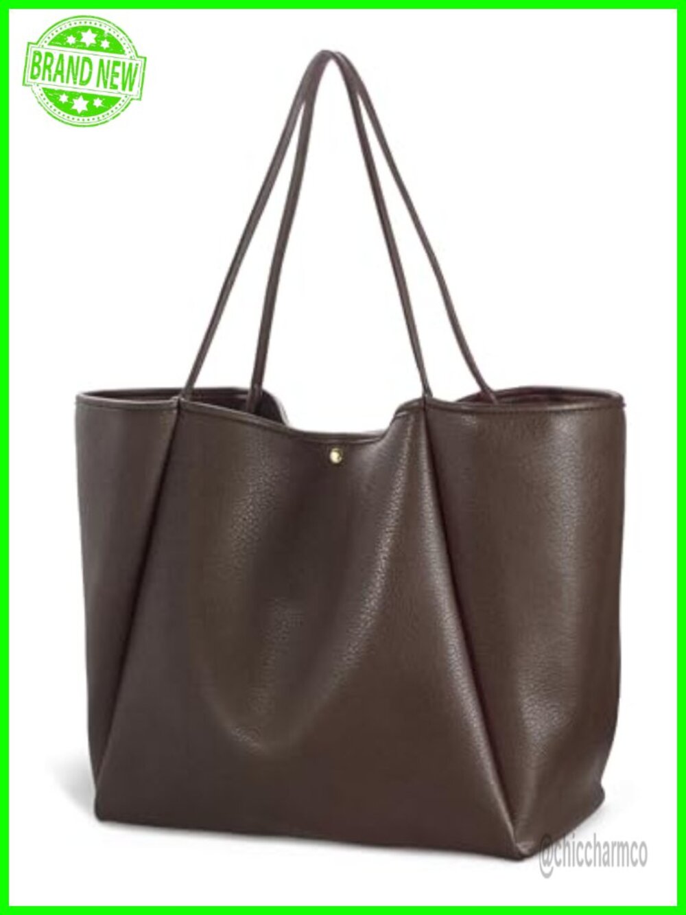 Oversize Pu Leather Tote Weekender Shopper Handbag Travel Purse